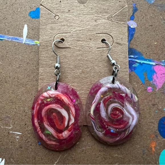 Red Funky Earrings - Picture 3 of 3